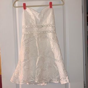 White Lace Strapless Dress